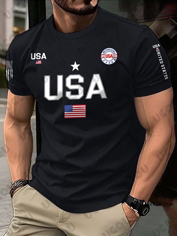 Street Fashion Usa - เสื้อยืดลายธงชาติสหรัฐอเมริกาใหม่ปี 2026 สำหรับผู้ชาย เสื้อยืดเล่นเซิร์ฟ เสื้อกีฬาฤดูร้อน แห้งเร็ว