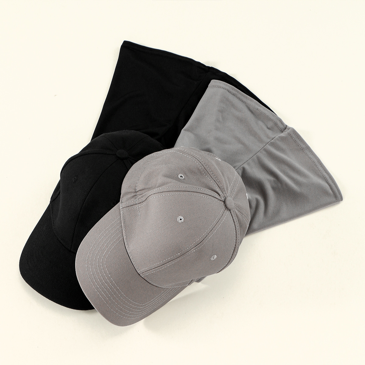 Baseball Cap Fitted - ผ้าคลุมศีรษะมุสลิมแบบสำเร็จรูป 2 ชิ้น หมวกเบสบอลแบบมีปีกสำหรับผู้หญิง ผ้าโพกหัวแบบสวม ผ้าพันศีรษะเจอร์ซีย์