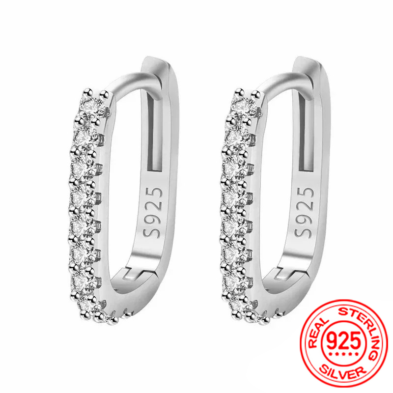 Street Fashion Earrings - คุณภาพสูง 925 เงินสเตอร์ลิงคริสตัลแฟชั่นวงกลม Hoop ต่างหูสําหรับผู้หญิงงานแต่งงานของขวัญ Street