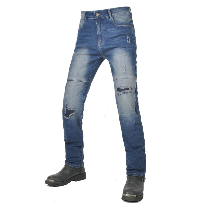 Distressed Jean Rip - กางเกงยีนส์ขี่มอเตอร์ไซค์สำหรับผู้หญิงแฟชั่นปี 2026 แบบป้องกันการกระแทก ลุควินเทจขาดๆ ซักฟอกทรงตรงสไตล์ไบค์เกอร์