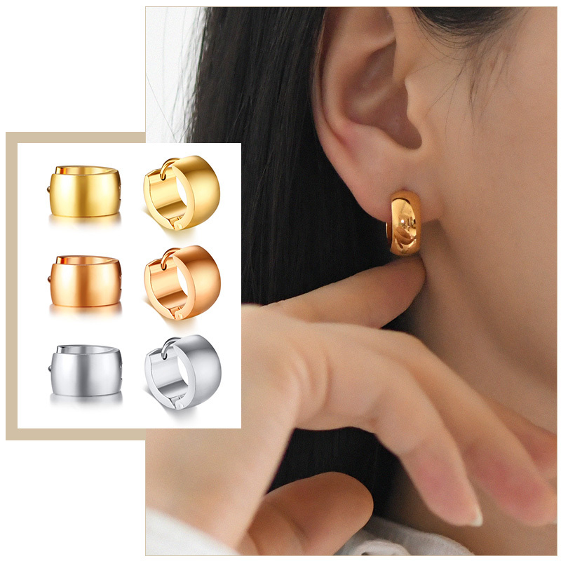 Street Fashion Earrings - Minimalist Hoop ต่างหูสําหรับผู้หญิง,ขนาดเล็กสแตนเลสสตีลต่างหูวงกลม,Lady Chic Casual รอบ
