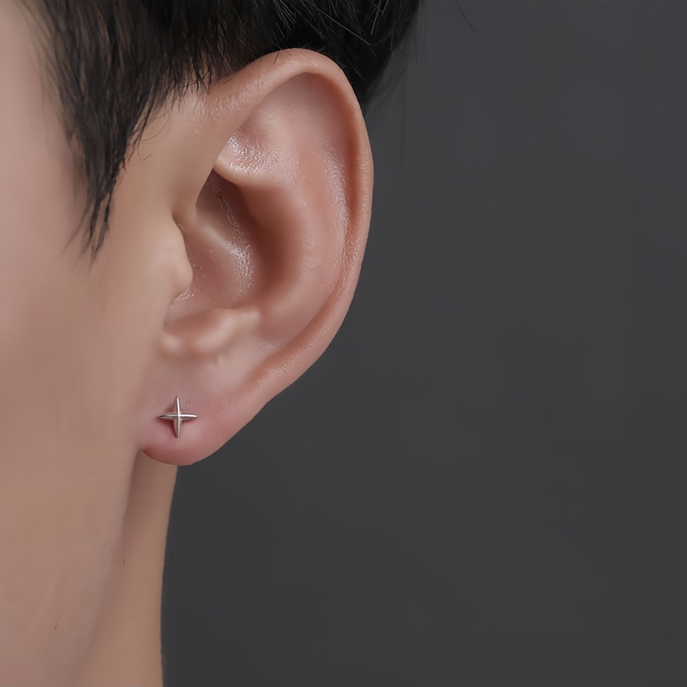 Street Fashion Earrings - ต่างหูแบบติดหูรูปดาวไขว้เรียบง่าย ทำจากโลหะผสม สไตล์เรโทรสตรีท แฟชั่นทันสมัย เครื่องประดับสำหรับผู้หญิง ของขวัญ