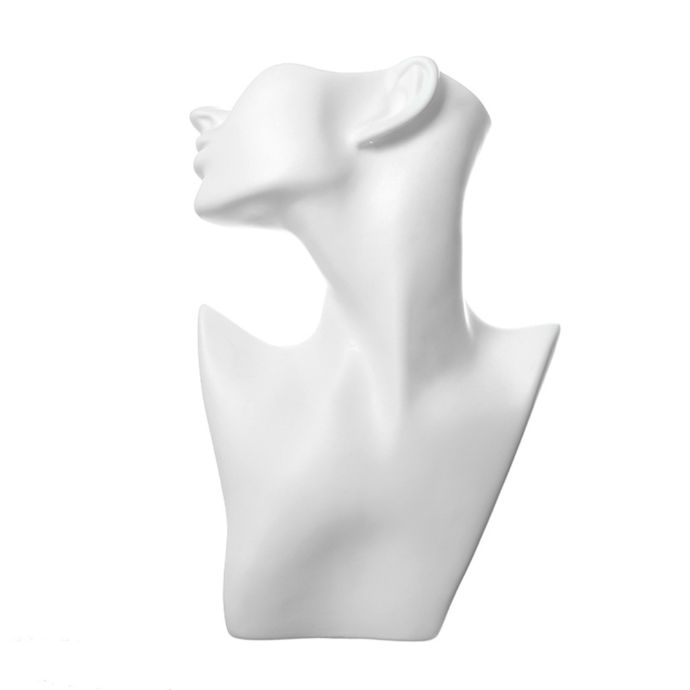 Street Fashion Earrings - แฟชั่นพลาสติก Mannequin HEAD สําหรับเครื่องประดับครึ่งหน้าหน้าอกสําหรับต่างหูแม่พิมพ์ขาตั้งสีดําสีขาว Beige Handiwork
