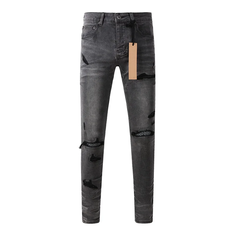 กางเกงยีนส์ผู้ชายทรงสกินนี่สีเ - Distressed Jean Rip บทวิจารณ์และราคา