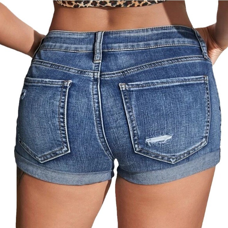 กางเกงยีนส์ขาสั้นเอวสูงทรงสกิน - Distressed Jean Rip บทวิจารณ์และราคา