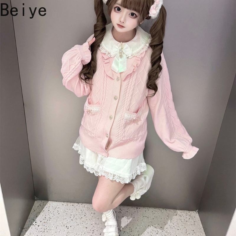 เสื้อโค้ทสเวตเตอร์แขนยาวทรงหลว - Japanese Street Fashion Female บทวิจารณ์และราคา
