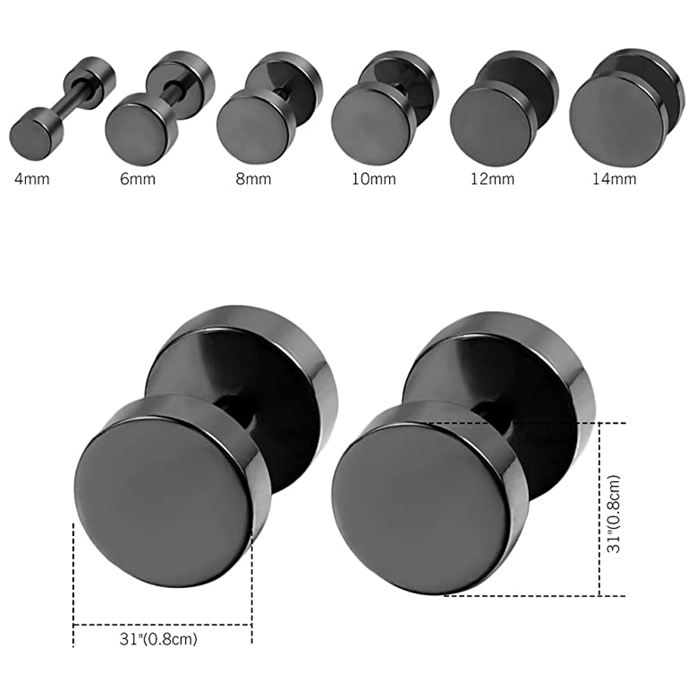 2 ชิ้น Punk สแตนเลสสกรู Dumbbe - Street Fashion Earrings บทวิจารณ์และราคา