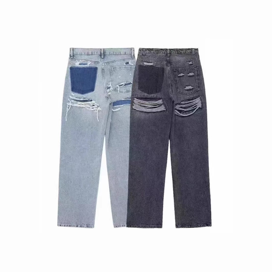 กางเกงยีนส์เดนิมทรงหลวมเอวกลาง - Distressed Jean Rip บทวิจารณ์และราคา