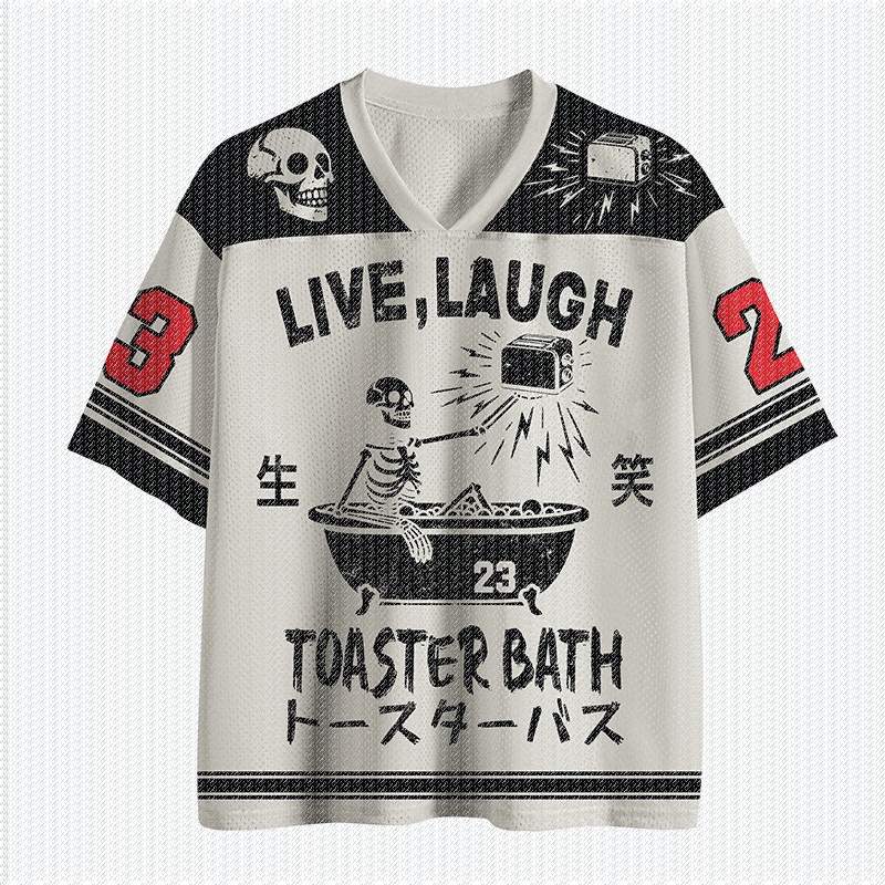 เสื้อยืดคอกลมสีขาวดำ ลายกราฟิก - Street Fashion Jersey บทวิจารณ์และราคา