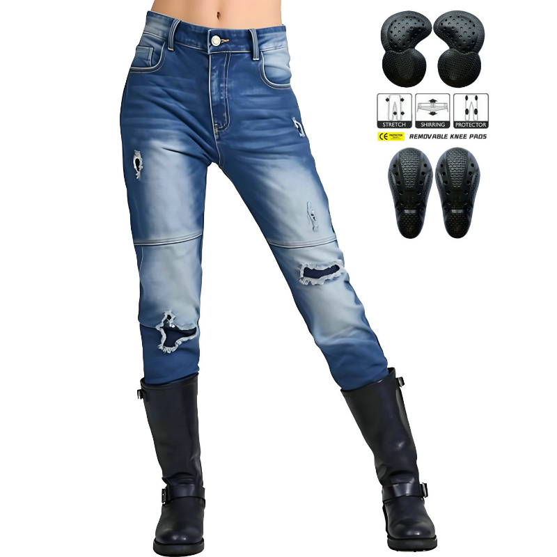 กางเกงยีนส์ขี่มอเตอร์ไซค์สำหรั - Distressed Jean Rip บทวิจารณ์และราคา