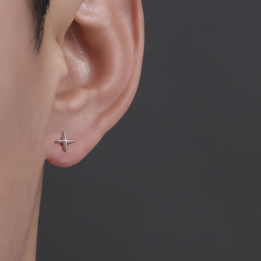 ต่างหูแบบติดหูรูปดาวไขว้เรียบง - Street Fashion Earrings บทวิจารณ์และราคา