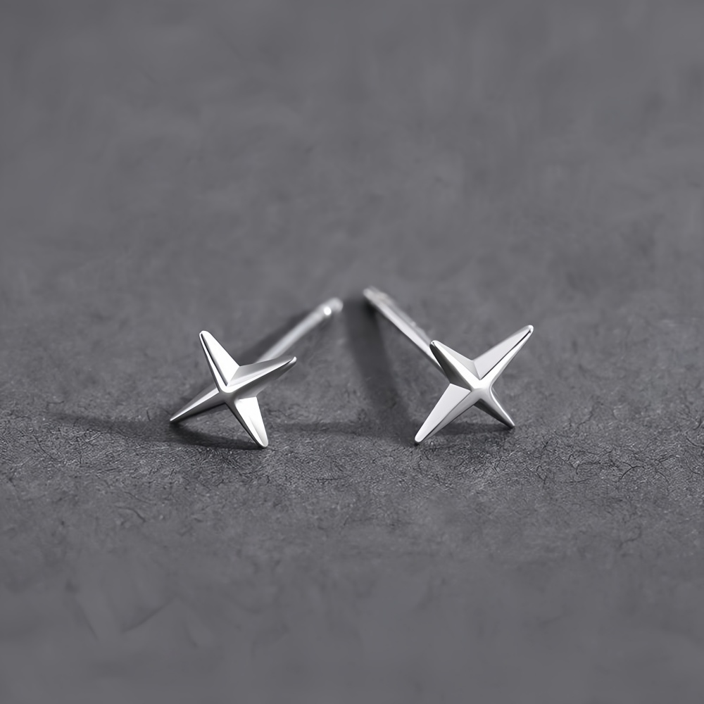 ต่างหูแบบติดหูรูปดาวไขว้เรียบง - Street Fashion Earrings บทวิจารณ์และราคา