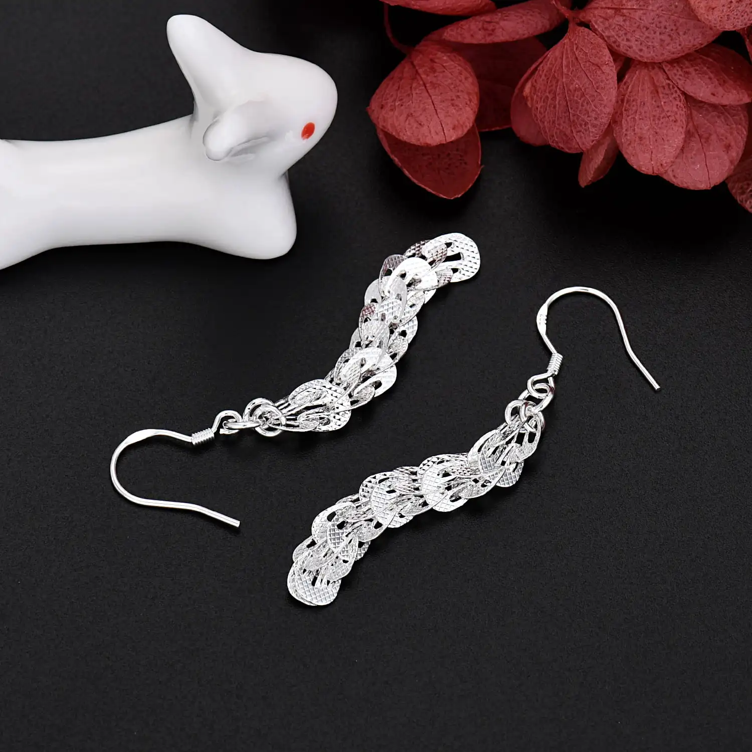 ใหม่ 925 เงินสเตอร์ลิงต่างหูหร - Street Fashion Earrings บทวิจารณ์และราคา