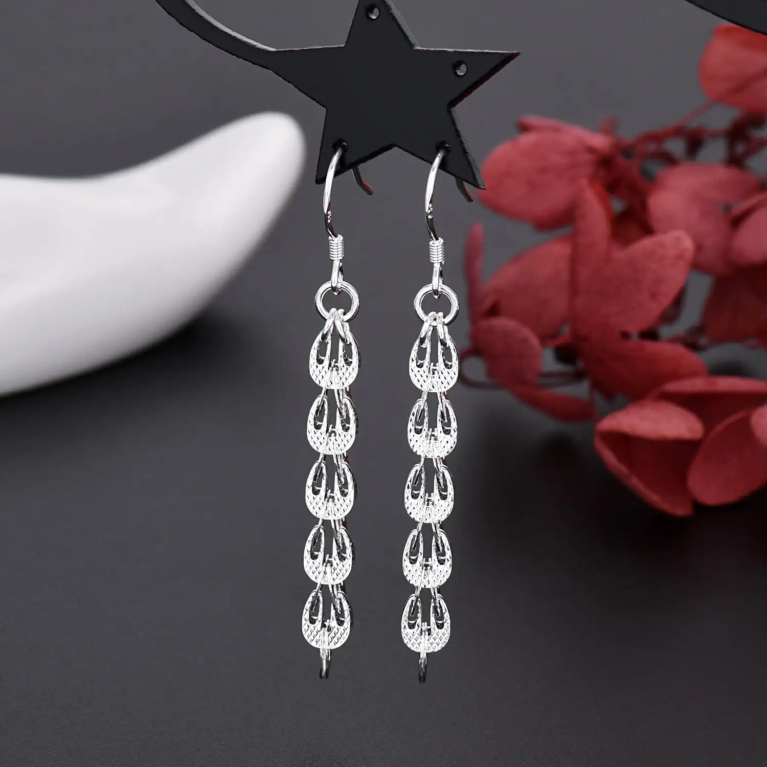 ใหม่ 925 เงินสเตอร์ลิงต่างหูหร - Street Fashion Earrings บทวิจารณ์และราคา