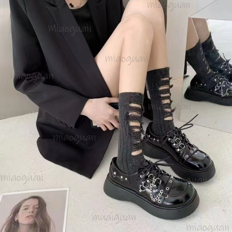 รองเท้าส้นตึกสไตล์ญี่ปุ่นแบบหน - Japanese Street Fashion Female บทวิจารณ์และราคา