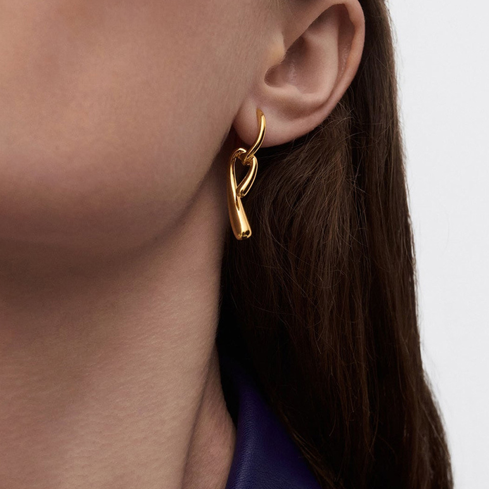 ต่างหูผู้หญิงทรงปมแบบไม่สมมาตร - Street Fashion Earrings บทวิจารณ์และราคา