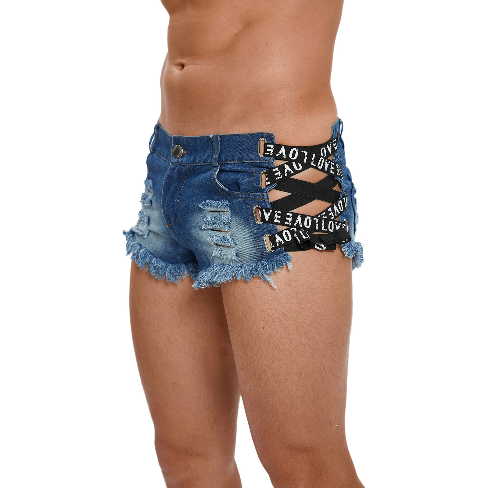 กางเกงยีนส์ขาสั้นผู้ชายแบบขาดๆ - Distressed Jean Rip บทวิจารณ์และราคา