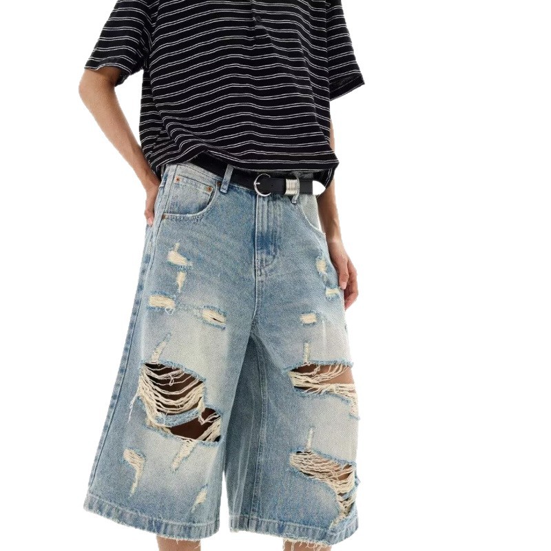 กางเกงยีนส์ขาสั้นทรงหลวมสไตล์ว - Distressed Jean Rip บทวิจารณ์และราคา