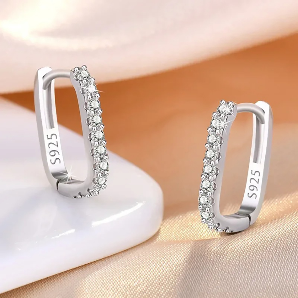 ต่างหูห่วงวงกลมคริสตัลเงินแท้  - Street Fashion Earrings บทวิจารณ์และราคา